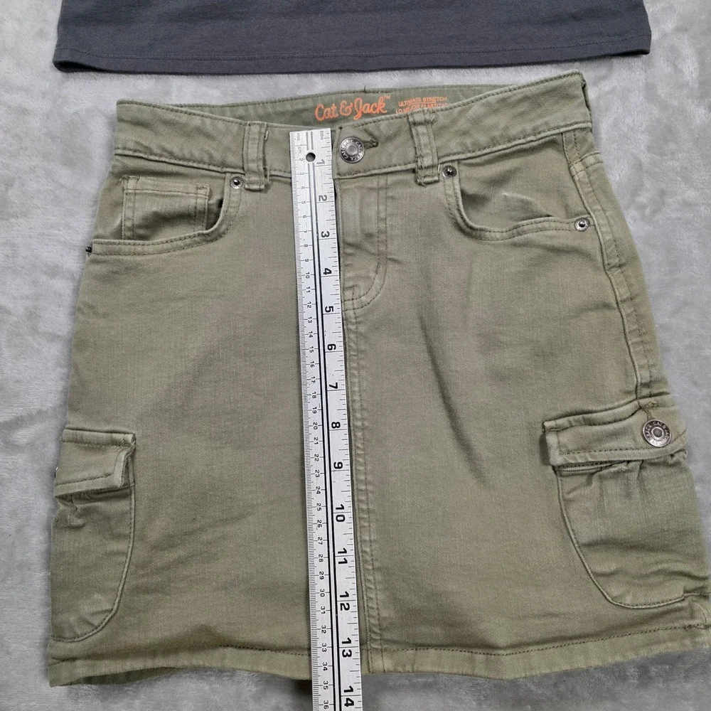 Cat‎ & Jack Girls Palm Tree Tee & Cargo Skirt Set L 10/12 Retro